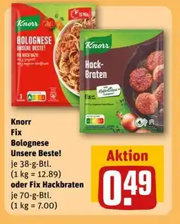 REWE DE Knorr Fix Bolognese Unsere Beste! oder Fix Hackbraten, EUR 0.49 tilbud
