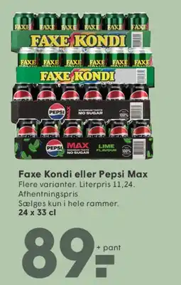 SPAR Faxe Kondi eller Pepsi Max (24 x 33 cl) tilbud