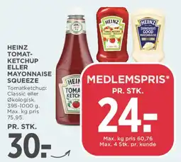 MENY Heinz tomat-ketchup eller mayonnaise squeeze tilbud