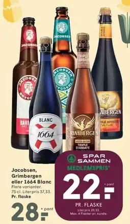 SPAR Jacobsen, Grimbergen eller 1664 Blanc (flaske) tilbud