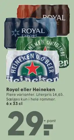 SPAR Royal eller Heineken (6 x 33 cl) tilbud