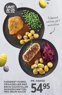 MENY Farseret porre / Frikadeller / Skinkeschnitzel tilbud