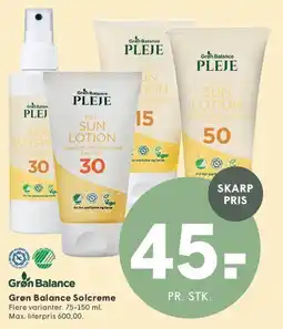 SPAR Grøn Balance Pleje Sun Lotion tilbud