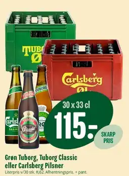 Min Købmand Grøn Tuborg / Tuborg Classic / Carlsberg Pilsner (kasse) tilbud
