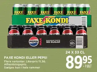 MENY Faxe Kondi eller Pepsi (24 x 33 cl) tilbud