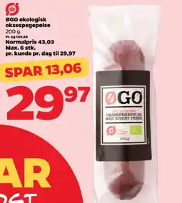 Netto ØGO økologisk oksespegepølse tilbud