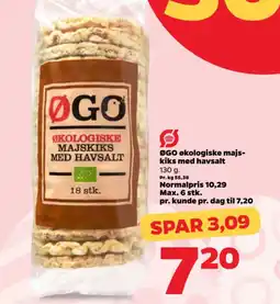Netto ØGO økologiske majs- kiks med havsalt tilbud