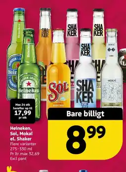 Løvbjerg Heineken, Sol, Mokaï el. Shaker tilbud