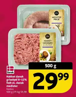 Løvbjerg Gestus Hakket dansk grisekød 8-12% fedt el. dansk medister tilbud