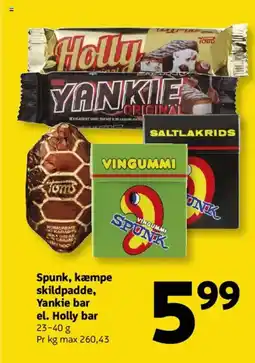Løvbjerg Spunk, kæmpe skildpadde, Yankie bar el. Holly bar tilbud