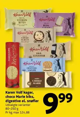 Løvbjerg Karen Volf kager, choco Marie kiks, digestive el. snøfler tilbud