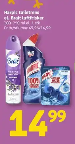 Løvbjerg Harpic toiletrens el. Brait luftfrisker tilbud