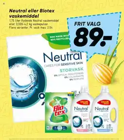 Bilka Neutral eller Biotex vaskemiddel tilbud
