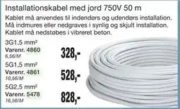 Harald Nyborg Installationskabel med jord 750V 50 m tilbud