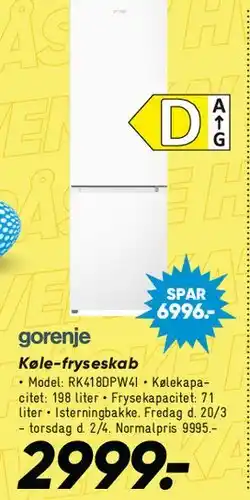 Bilka gorenje Køle-fryseskab tilbud