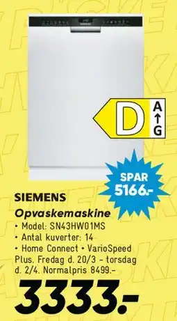 Bilka SIEMENS Opvaskemaskine tilbud