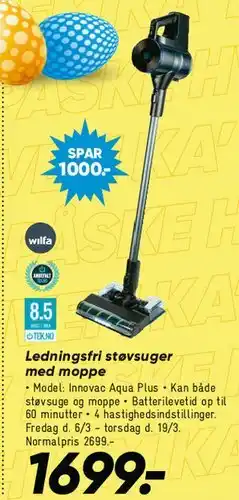 Bilka Ledningsfri støvsuger med moppe tilbud