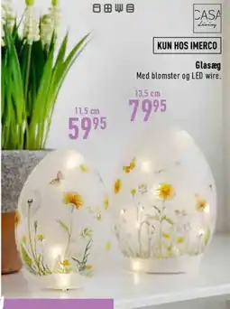 Imerco Glasæg med blomster og LED tilbud