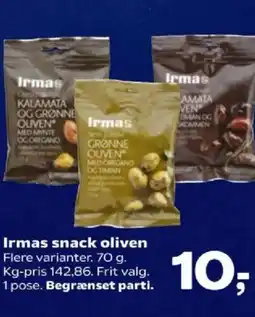 Kvickly Irmas snack oliven tilbud