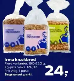 Kvickly Irma knækbrød tilbud