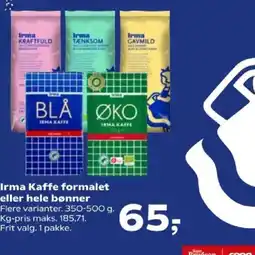 Kvickly Irma Kaffe formalet eller hele bønner tilbud