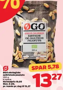Netto ØGO økologiske ristede og saltede peanuts tilbud