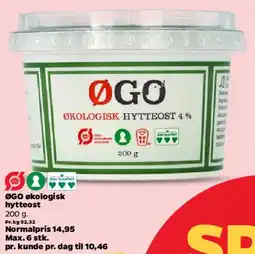 Netto ØGO økologisk hytteost 4% tilbud