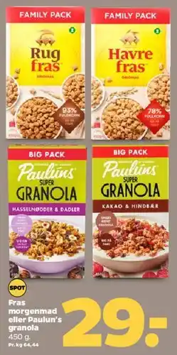 Netto Paulúns granola / morgenmadsprodukter tilbud