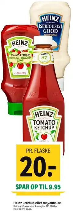 SPAR Heinz Ketchup Eller Mayonnaise 395-1000g tilbud
