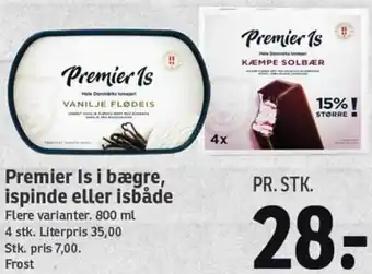SPAR Premier Is I Bægre, Ispinde Eller Isbåde 800 ml tilbud