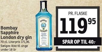 SPAR Bombay Sapphire London Dry Gin tilbud