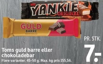 SPAR Toms Guld Barre Eller Chokoladebar tilbud