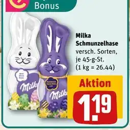 REWE DE Milka Schmunzelhase, EUR 1.19 tilbud