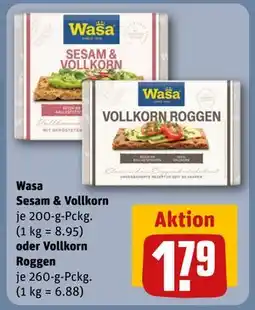 REWE DE Wasa Sesam & Vollkorn oder Vollkorn Roggen, EUR 1.79 tilbud
