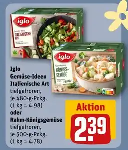 REWE DE Iglo Gemüse-Ideen Italienische Art oder Rahm-Königsgemüse, EUR 2.39 tilbud
