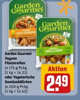 REWE DE Garden Gourmet Vegane Filetstreifen oder Vegetarische Gemüsebällchen, EUR 2.49 tilbud
