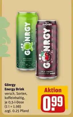 REWE DE Gönrgy Energy Drink, EUR 0.99 tilbud
