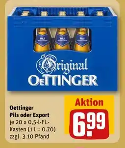 REWE DE Oettinger Pils oder Export Kasten, EUR 6.99 tilbud