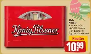 REWE DE König Pilsener, EUR 10.99 tilbud