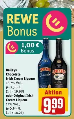 REWE DE Baileys Chocolate Irish Cream Liqueur oder Original Irish, EUR 9.99 tilbud