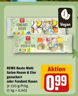 REWE DE REWE Beste Wahl Gelee Hasen & Eier gezuckert oder Fondant Hasen, EUR 0.99 tilbud