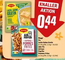 REWE DE Maggi Fix Lachs-Sahne Gratin oder Fix Airfryer Paprika Pommes Frites, EUR 0.44 tilbud