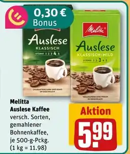 REWE DE Melitta Auslese Kaffee, EUR 5.99 tilbud