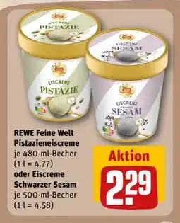 REWE DE REWE Feine Welt Pistazieneiscreme oder Eiscreme Schwarzer Sesam, EUR 2.29 tilbud