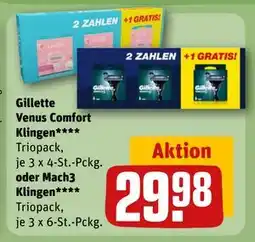 REWE DE Gillette Venus Comfort Klingen**** oder Mach3 Klingen****, EUR 29.98 tilbud