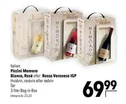 Citti Piccini Memoro Bianco, Rosé. eller. Rosso Veronese IGP tilbud