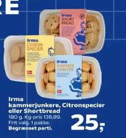 SuperBrugsen Irma kammerjunkere, Citronspecier eller Shortbread tilbud