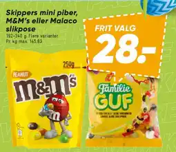 Bilka Skippers mini piber / M&M's / Malaco slikpose tilbud