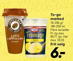 Bilka To-go (drikke/Fromage) tilbud