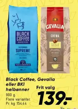 Bilka Black Coffee / Gevalia / BKI helbønner tilbud